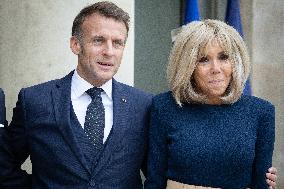 Emmanuel Macron and Brigitte Macron meet with Crown Prince of the Kingdom of Jordan - Paris
