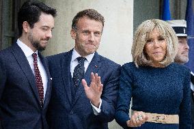 Emmanuel Macron and Brigitte Macron meet with Crown Prince of the Kingdom of Jordan - Paris