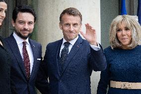 Emmanuel Macron and Brigitte Macron meet with Crown Prince of the Kingdom of Jordan - Paris