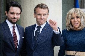 Emmanuel Macron and Brigitte Macron meet with Crown Prince of the Kingdom of Jordan - Paris