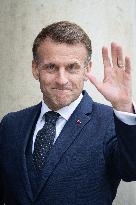 Emmanuel Macron and Brigitte Macron meet with Crown Prince of the Kingdom of Jordan - Paris