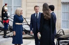 Emmanuel Macron and Brigitte Macron meet with Crown Prince of the Kingdom of Jordan - Paris