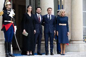 Emmanuel Macron and Brigitte Macron meet with Crown Prince of the Kingdom of Jordan - Paris