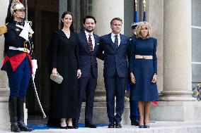 Emmanuel Macron and Brigitte Macron meet with Crown Prince of the Kingdom of Jordan - Paris