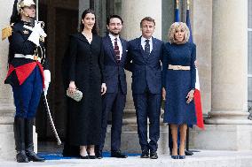 Emmanuel Macron and Brigitte Macron meet with Crown Prince of the Kingdom of Jordan - Paris