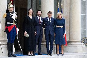 Emmanuel Macron and Brigitte Macron meet with Crown Prince of the Kingdom of Jordan - Paris
