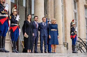 Jordan s Crown Prince and Wife Meet President Macron and Wife - Paris