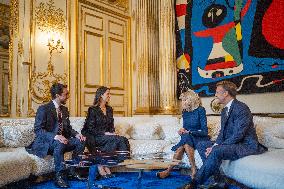 Jordan s Crown Prince and Wife Meet President Macron and Wife - Paris