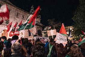 Protests Erupt In Perugia Over Blocked Flotilla - Italy