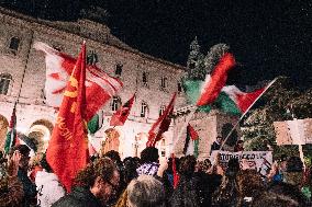 Protests Erupt In Perugia Over Blocked Flotilla - Italy