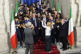 Giorgia Meloni Meets Volleyball Champions - Rome