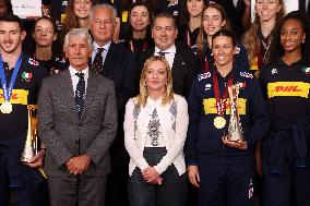 Giorgia Meloni Meets Volleyball Champions - Rome