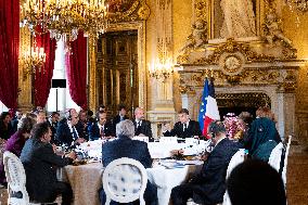 Emmanuel Macron at Meeting for a peace plan in Gaza - Paris