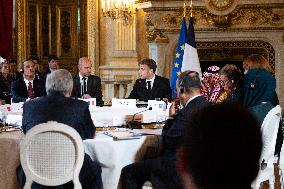 Emmanuel Macron at Meeting for a peace plan in Gaza - Paris
