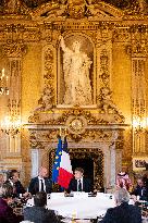 Emmanuel Macron at Meeting for a peace plan in Gaza - Paris