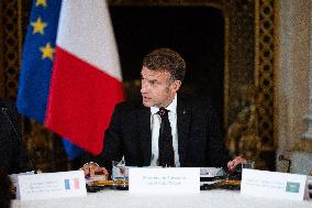Emmanuel Macron at Meeting for a peace plan in Gaza - Paris
