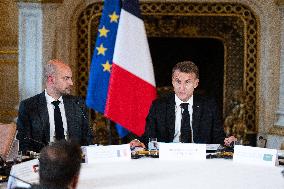 Emmanuel Macron at Meeting for a peace plan in Gaza - Paris