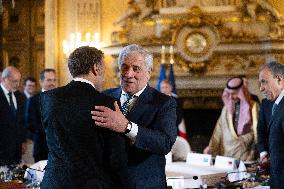 Emmanuel Macron at Meeting for a peace plan in Gaza - Paris