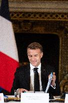 Emmanuel Macron at Meeting for a peace plan in Gaza - Paris