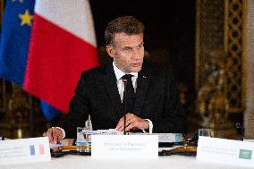 Emmanuel Macron at Meeting for a peace plan in Gaza - Paris