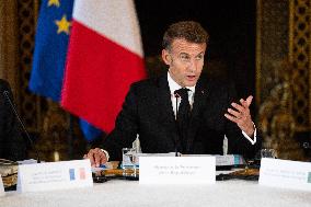 Emmanuel Macron at Meeting for a peace plan in Gaza - Paris