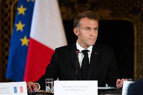 Emmanuel Macron at Meeting for a peace plan in Gaza - Paris