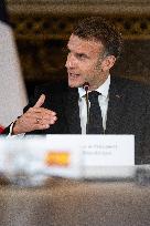 Emmanuel Macron at Meeting for a peace plan in Gaza - Paris