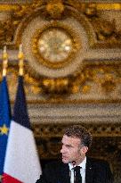 Emmanuel Macron at Meeting for a peace plan in Gaza - Paris