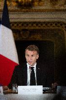 Emmanuel Macron at Meeting for a peace plan in Gaza - Paris