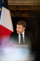 Emmanuel Macron at Meeting for a peace plan in Gaza - Paris