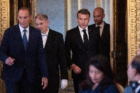 Emmanuel Macron at Meeting for a peace plan in Gaza - Paris