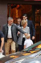 Queen Sofia Leaves A Restaurant With Her Brother-In-Law, Carlos Zurita - Madrid