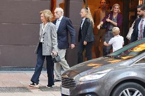 Queen Sofia Leaves A Restaurant With Her Brother-In-Law, Carlos Zurita - Madrid