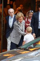 Queen Sofia Leaves A Restaurant With Her Brother-In-Law, Carlos Zurita - Madrid