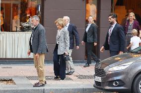 Queen Sofia Leaves A Restaurant With Her Brother-In-Law, Carlos Zurita - Madrid