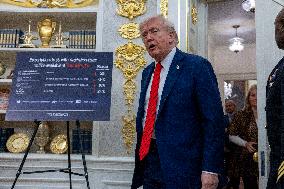 US President Donald Trump announces a drug pricing deal during a press conference in the Oval Office