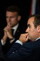 Starmer and Macron During a Visioconference With NATO Leaders - London