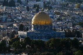View From The Mount Of Olives Of The Old City In Jerusalem - Israel