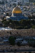 View From The Mount Of Olives Of The Old City In Jerusalem - Israel