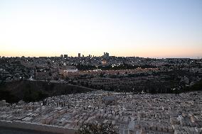 View From The Mount Of Olives Of The Old City In Jerusalem - Israel