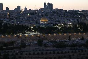 View From The Mount Of Olives Of The Old City In Jerusalem - Israel
