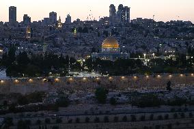 View From The Mount Of Olives Of The Old City In Jerusalem - Israel