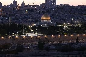 View From The Mount Of Olives Of The Old City In Jerusalem - Israel