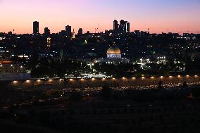 View From The Mount Of Olives Of The Old City In Jerusalem - Israel