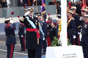Spanish Royals At The Military Parade on National Day - Madrid