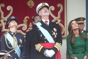 Spanish Royals At The Military Parade on National Day - Madrid