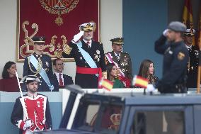 Spanish Royals At The Military Parade on National Day - Madrid