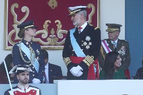 Spanish Royals At The Military Parade on National Day - Madrid