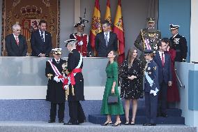 Spanish Royals At The Military Parade on National Day - Madrid