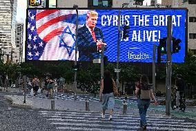 Posters And Signs Thanking Donald Trump - Tel Aviv